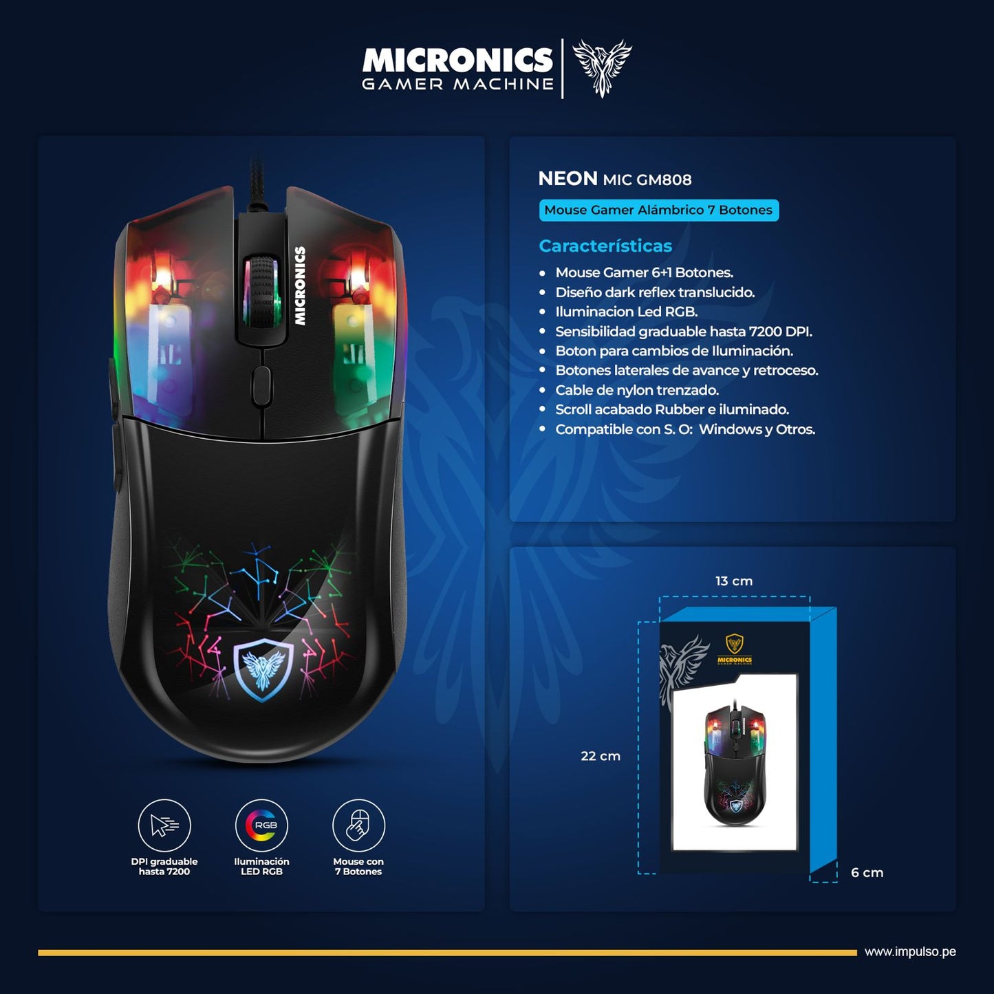 MOUSE MICRONICS NEON - MIC GM808