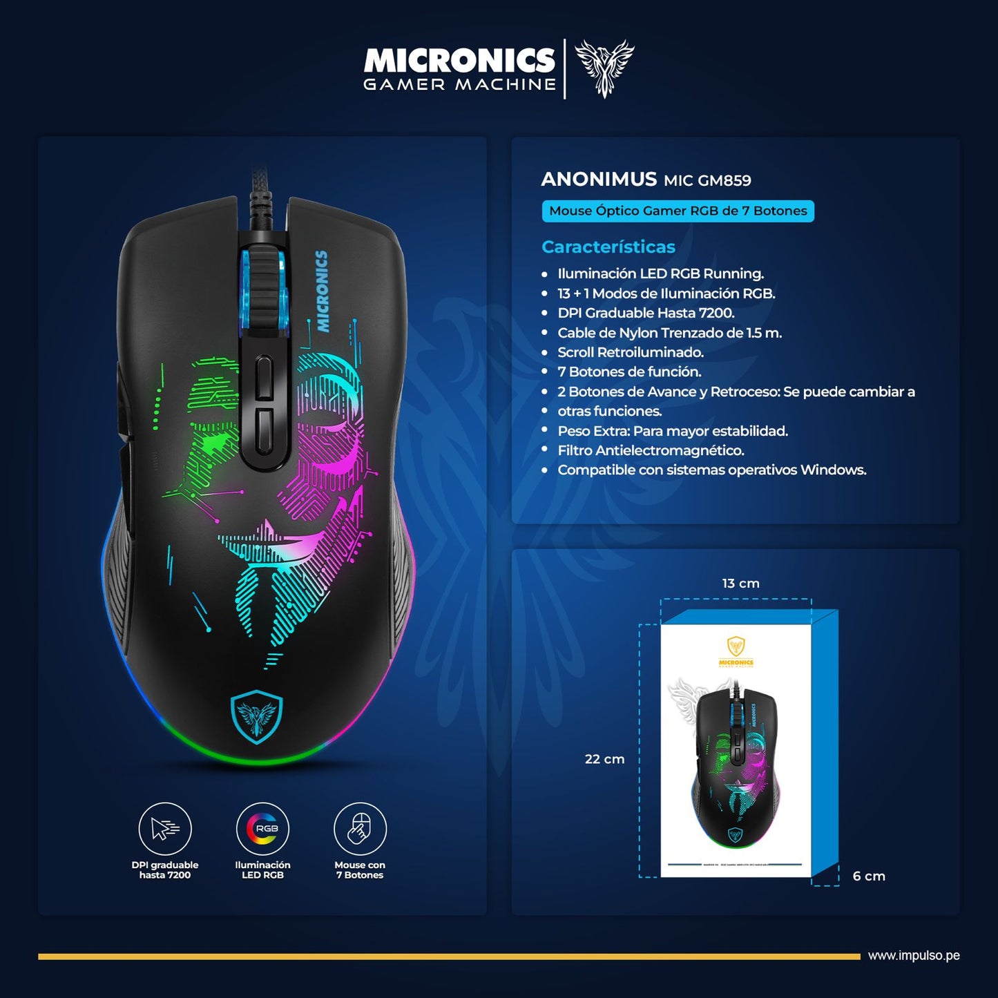 MOUSE GAMER MICRONICS MIC GM859