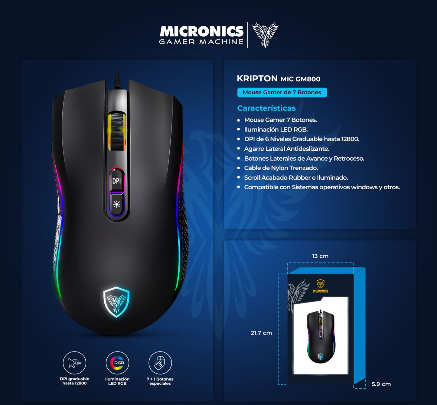 MOUSE GAMER KRIPTON MIC GM800