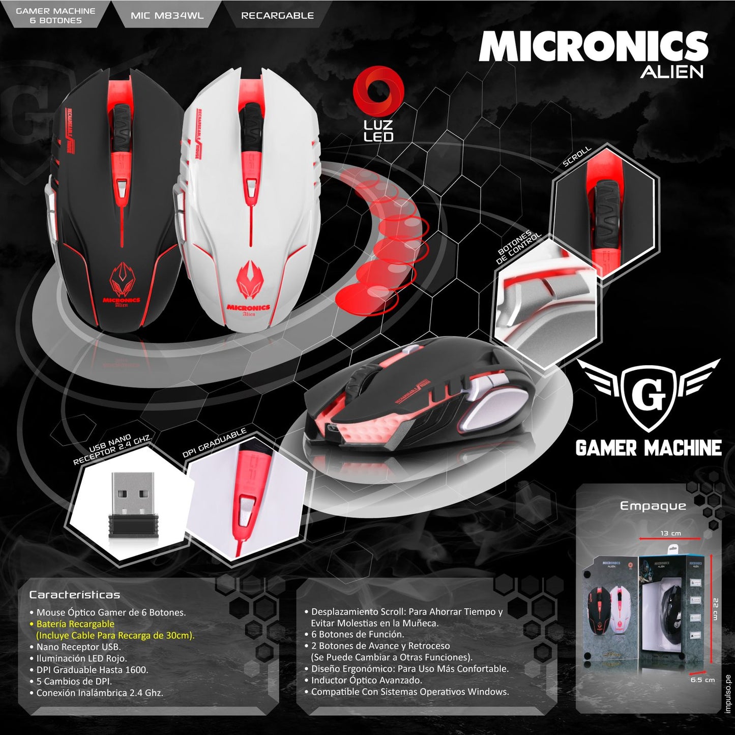 MOUSE MICRONICS ALIEN MIC M834WL